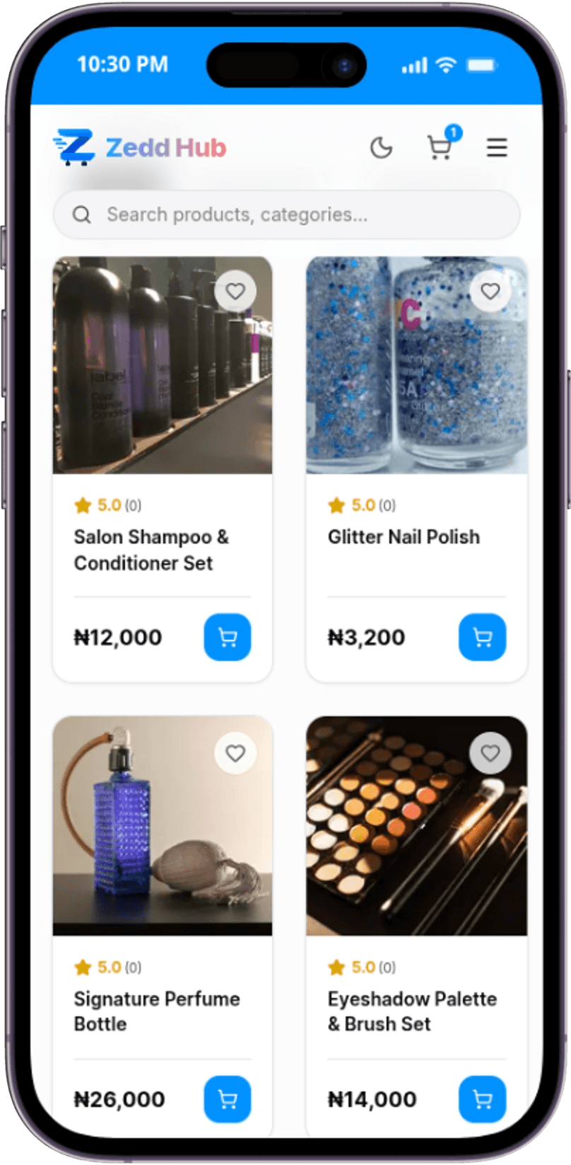 Beauty & Cosmetics products on a Zeddhub store