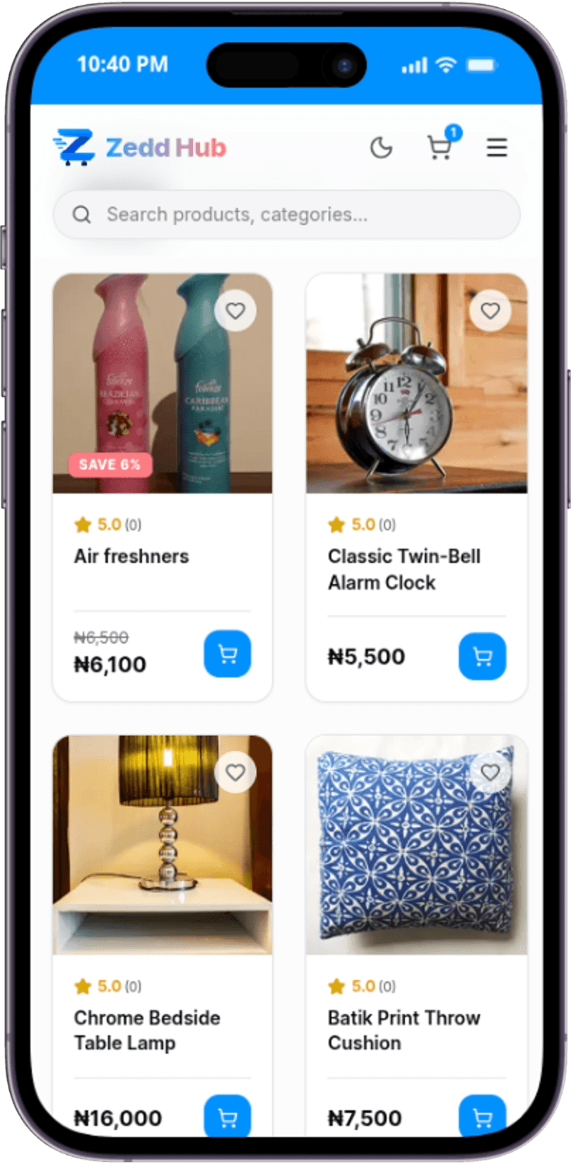 Home & Lifestyle products on a Zeddhub store
